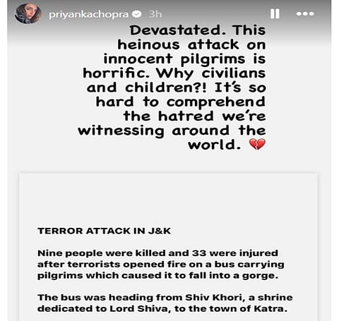 Priyanka Chopra's post on terror attack in Reasi